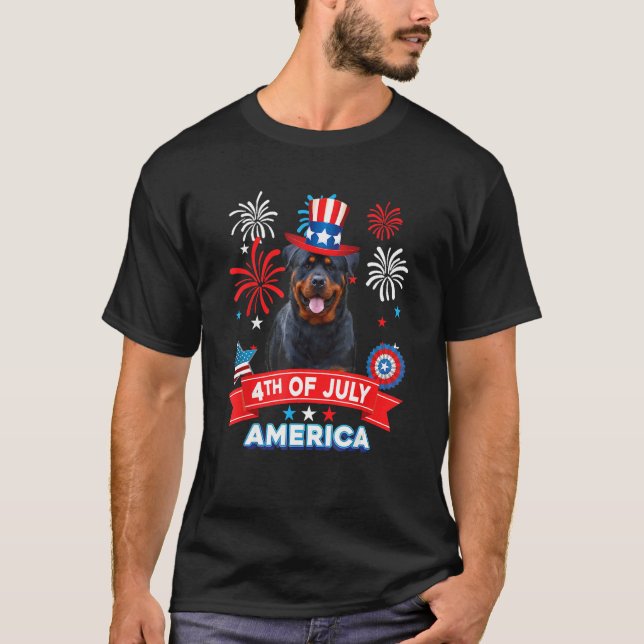 4th Of July Patriotic Day Rottweiler Dog Independe T-Shirt (Front)