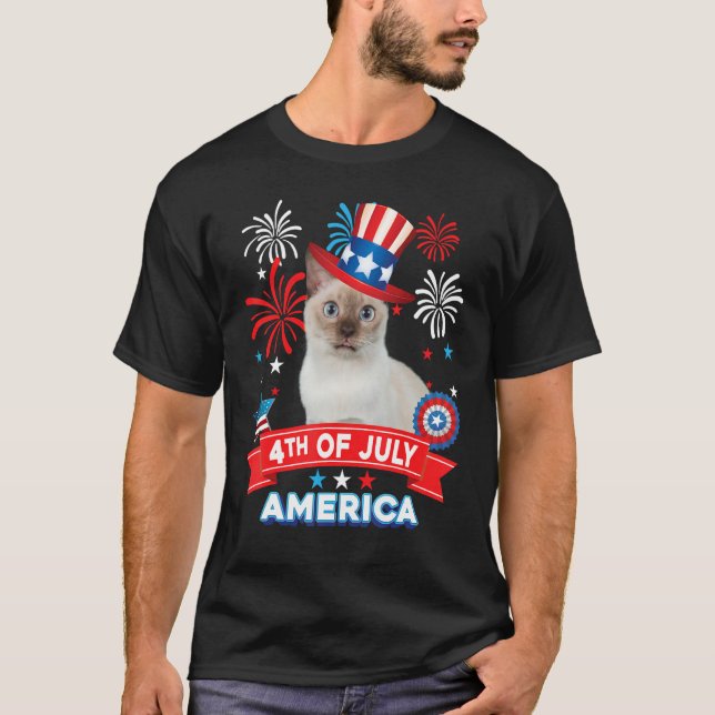 4th Of July Patriotic Day Tonkinese Cat Independen T-Shirt (Front)