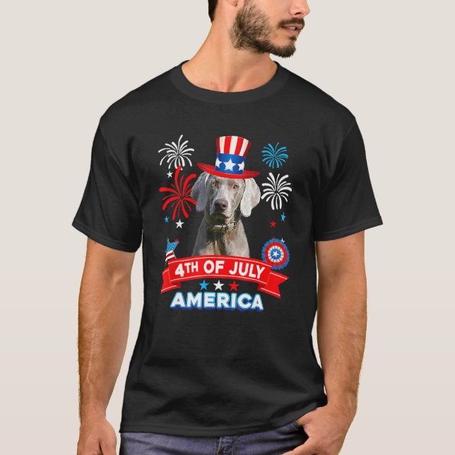 4th Of July Patriotic Day Weimaraner Dog Independe T-Shirt (Front)