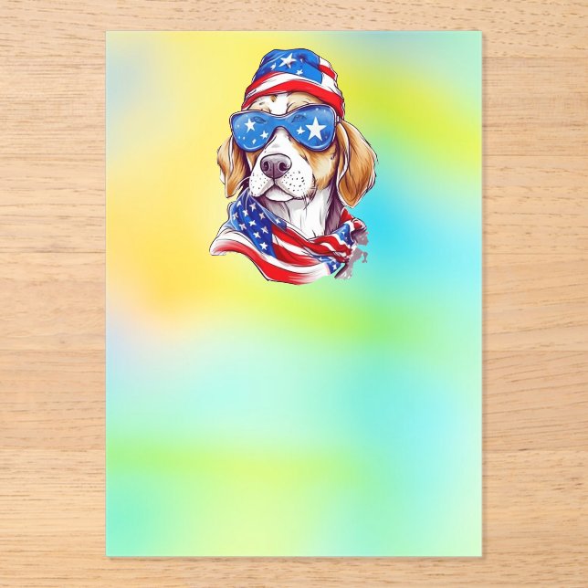 4th Of July Patriotic Dog Design  Acrylic Invitations (Front)