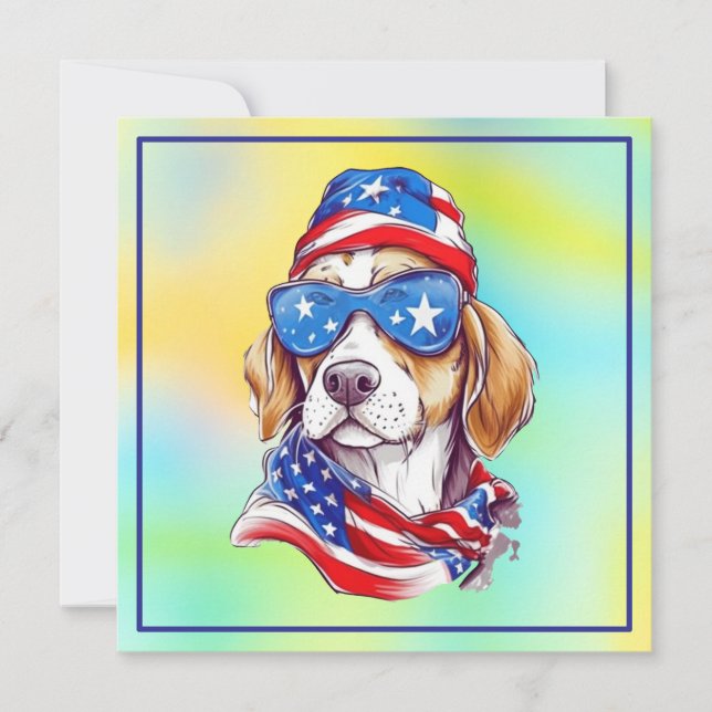 4th Of July Patriotic Dog Design  Invitation (Front)