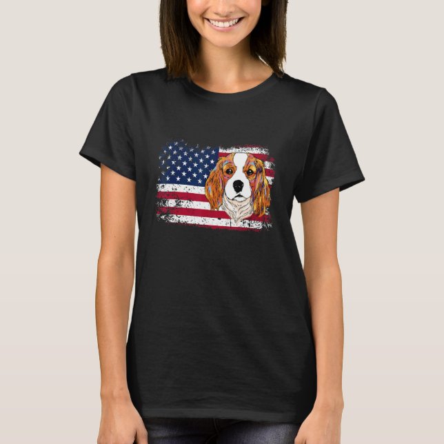 4th Of July Patriotic Dog Mum Dad US Flag Cocker S T-Shirt (Front)