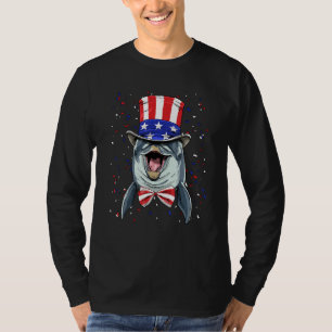 4th of July Patriotic Dolphin Wearing USA Flag Hat T-Shirt