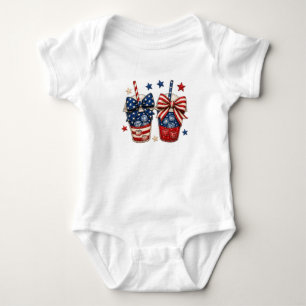 4th of July Patriotic Drinks with Stars and Stripe Baby Bodysuit