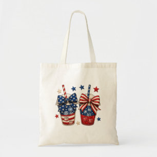 4th of July Patriotic Drinks with Stars and Stripe Tote Bag