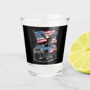 4th Of July Patriotic Eagle Monster Truck American Shot Glass