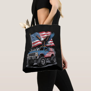4th Of July Patriotic Eagle Monster Truck American Tote Bag