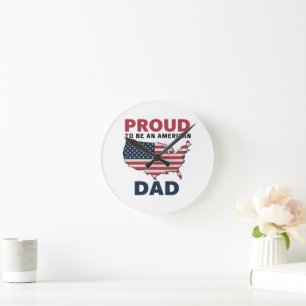 4th of July Patriotic Father's Day Round Clock