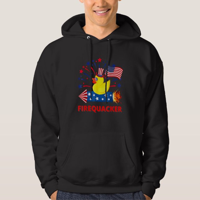 4th Of July Patriotic Firecracker Rubber Duck Fire Hoodie (Front)
