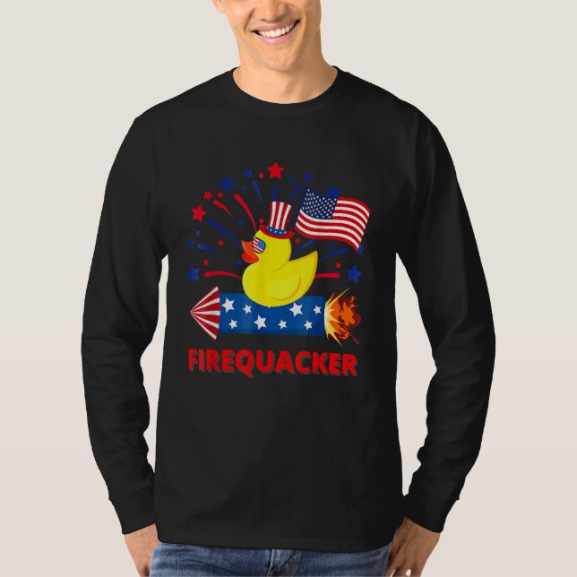 4th Of July Patriotic Firecracker Rubber Duck Fire T-Shirt (Front)
