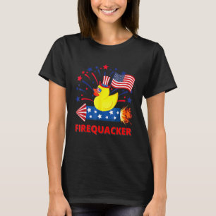 4th Of July Patriotic Firecrackers Rubber Duck Fir T-Shirt