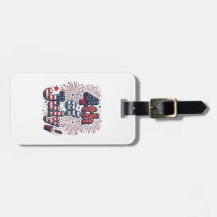 4th of July Patriotic Fireworks Vintage Shirt Desi Luggage Tag