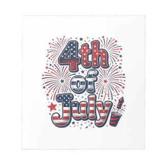 4th of July Patriotic Fireworks Vintage Shirt Desi Notepad
