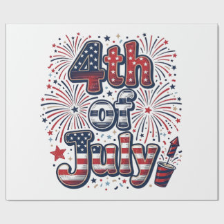 4th of July Patriotic Fireworks Vintage Shirt Desi Wrapping Paper