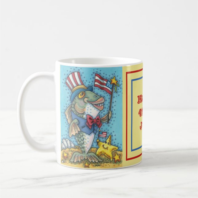 4TH OF JULY PATRIOTIC FISH & STARFISH MUG Classic (Left)