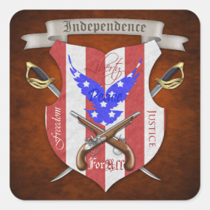 4th of July Patriotic Freedom Crest Stickers