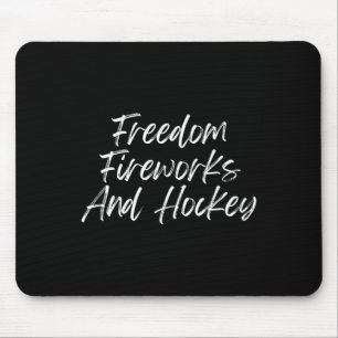 4th Of July Patriotic Freedom Fireworks Hockey Fai Mouse Pad