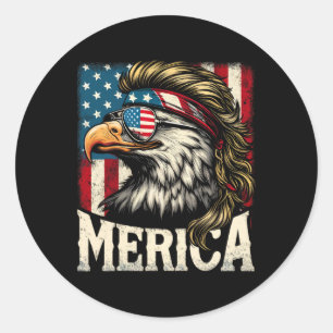 4th Of July Patriotic Funny Eagle July 4th Usa Mer Classic Round Sticker