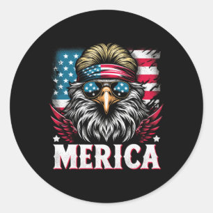 4th Of July Patriotic Funny Eagle July 4th Usa Mer Classic Round Sticker