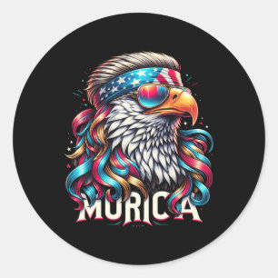 4th Of July Patriotic Funny Eagle July 4th Usa Mur Classic Round Sticker