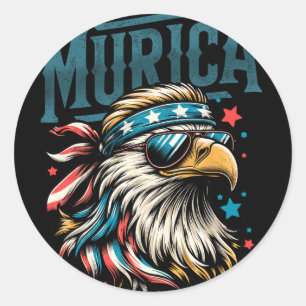 4th Of July Patriotic Funny Eagle July 4th Usa Mur Classic Round Sticker