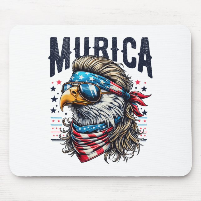 4th Of July Patriotic Funny Eagle July 4th Usa Mur Mouse Pad (Front)
