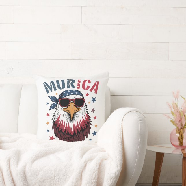 4th of July Patriotic Funny Eagle USA Cushion (Couch)