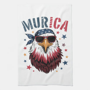 4th of July Patriotic Funny Eagle USA Tea Towel