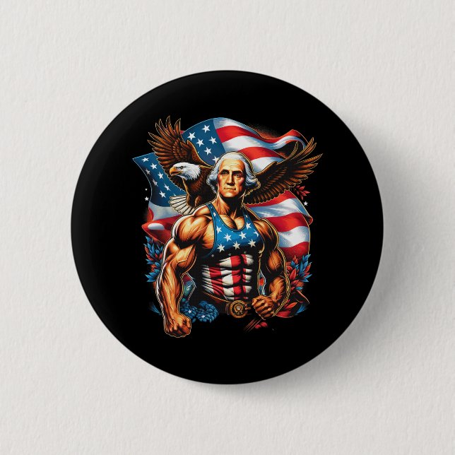 4th Of July Patriotic Funny George Washington July 6 Cm Round Badge (Front)