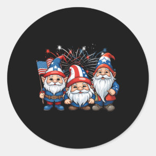 4th Of July Patriotic Gnomes American Flag Usa Gno Classic Round Sticker