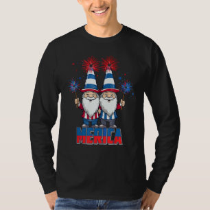 4th of July Patriotic Gnomes for Dwarf  Men Women T-Shirt
