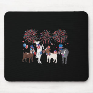 4th Of July Patriotic Goat Usa American Flag Goat  Mouse Pad