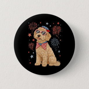 4th Of July Patriotic Goldendoodle Coquette Bow Us 6 Cm Round Badge