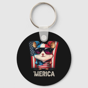 4th Of July Patriotic Hamster Merica Key Ring