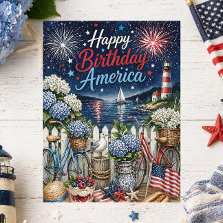 4th of July Patriotic Happy Birthday America Postcard
