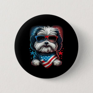 4th Of July Patriotic Havanese Dog Us Flag  6 Cm Round Badge