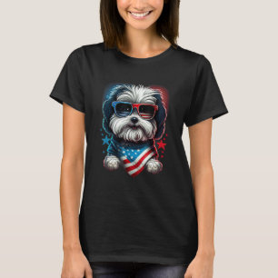 4th of July Patriotic Havanese Dog US Flag T-Shirt