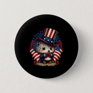 4th Of July Patriotic Hedgehog Us Flag  6 Cm Round Badge