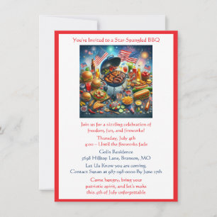 4th of July Patriotic Holiday BBQ Invitation