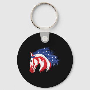4th Of July Patriotic Horse American Flag Horsebac Key Ring