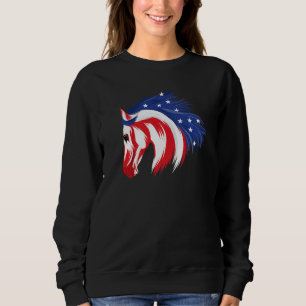 4th Of July Patriotic Horse American Flag Horsebac Sweatshirt