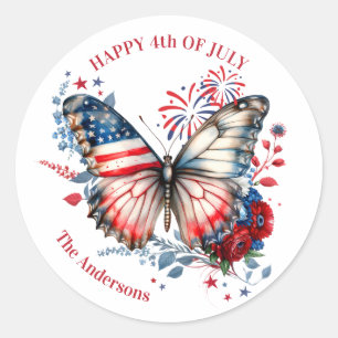 4th of July Patriotic Independence Day Classic Round Sticker