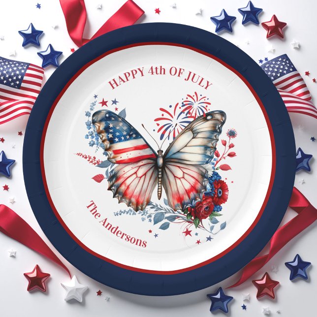 4th of July Patriotic Independence Day Name Paper Plate (4th of July Patriotic Independence Day Name Paper Plates)