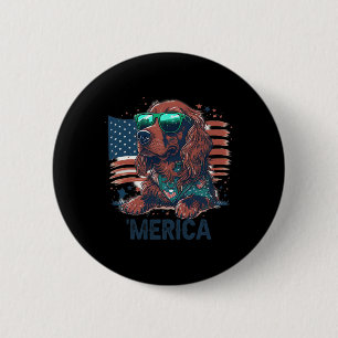 4th Of July Patriotic Irish Setter Dog Merica  6 Cm Round Badge