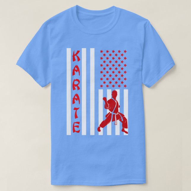 4th Of July Patriotic Karate Fighter Karate T-Shirt (Design Front)