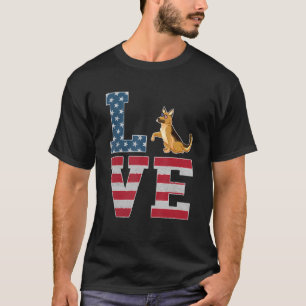 4th Of July Patriotic Love German Shepherd Dog Ame T-Shirt