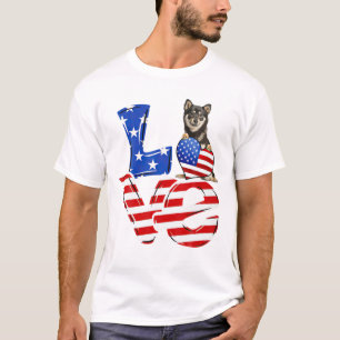 4Th Of July Patriotic LOVE Shiba American Flag T-Shirt