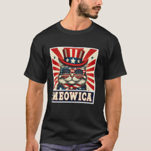 4th of July Patriotic Meowica American Flag Cat T-Shirt