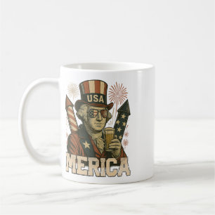 4th Of July Patriotic Merica George Washington Jul Coffee Mug