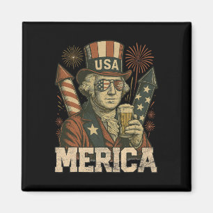 4th Of July Patriotic Merica George Washington Jul Magnet